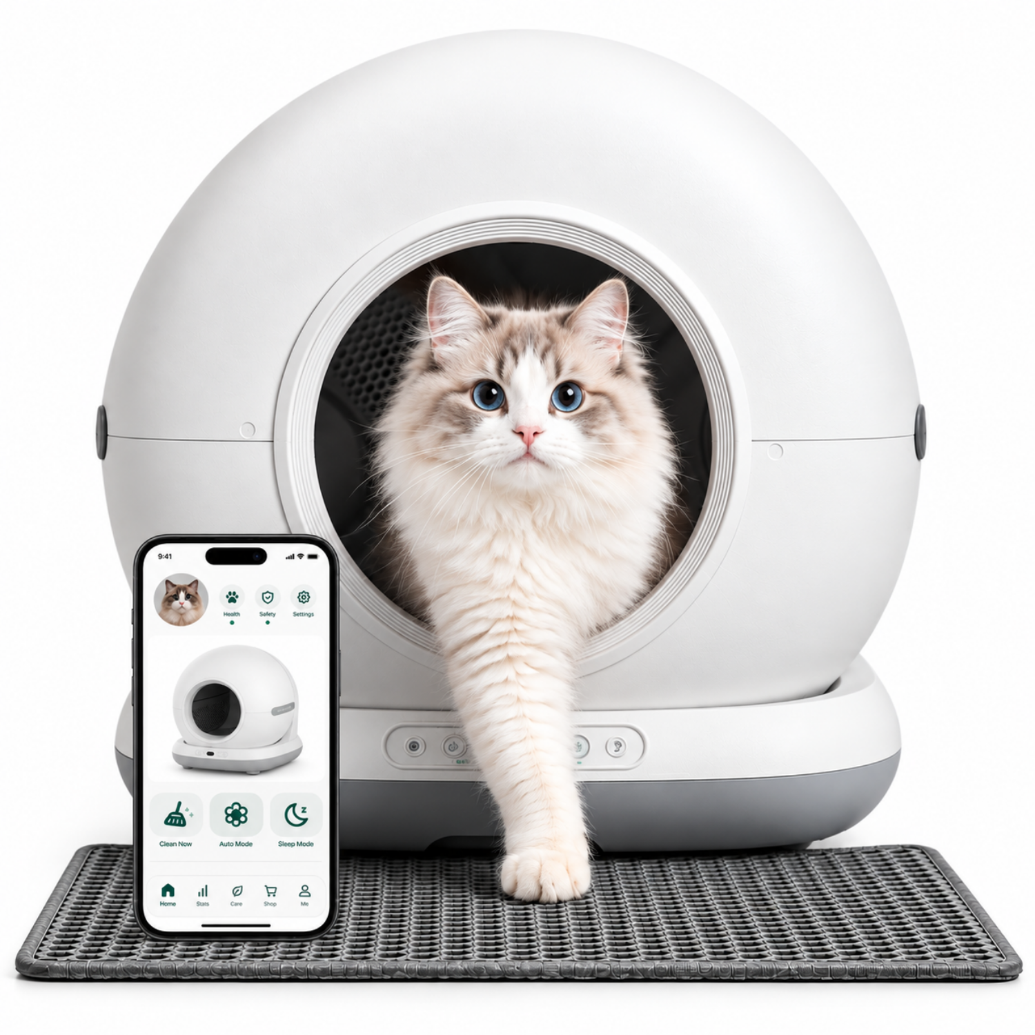 Haustier CB001 Gri Akıllı Otomatik Kedi Tuvaleti, APP ile Uzaktan Kontrol, 75lt Hazne, 7lt Çöp Haznesi, Ağırlık Sensörlü